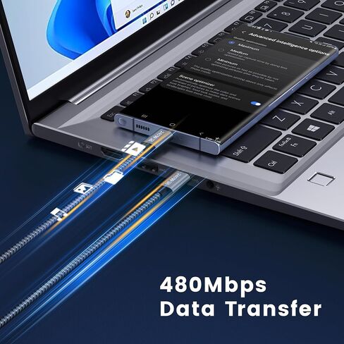 كابل RAMPOW USB C، كابل USBC إلى USB C بقدرة 240 واط [6.6أقدام/2 حزمة]، كابل C إلى C شحن سريع، كابل شحن USB C من النايلون لهاتف iPhone 15/15 Pro، وSamsung S24/S24+/S24 Ultra/S23/S22، وMacBook برو، آيباد برو-أسود in Saudi Arabia