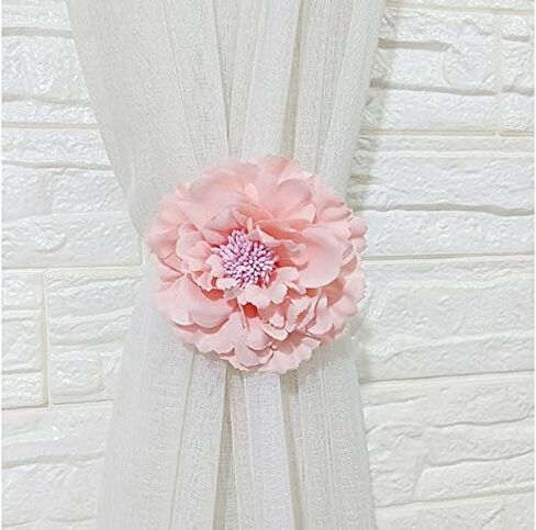 CHICTIE 2 Piece Large Cloth Flower Magnetic Curtain Tieback Wedding Decorative Holdbacks Rope American Rustic Style Drapery Holder Clip for Girl's Room (Antique Purple) in Kuwait