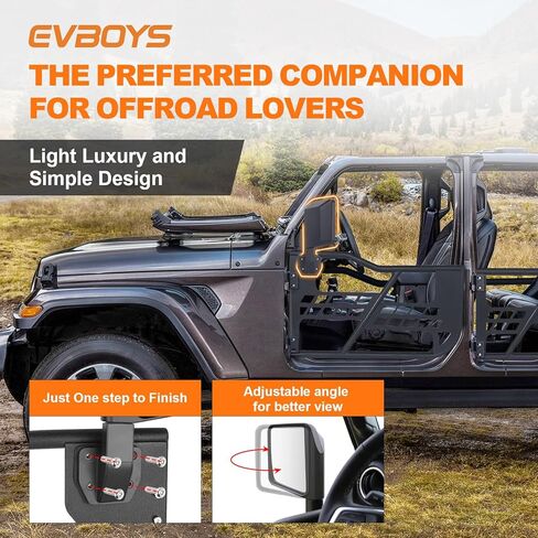 مرايا الرؤية الخلفية من رانجلر لنصف الأبواب لسيارة جيب رانجلر TJ JK JL Gladiator JT 97-24.1 زوج in Kuwait