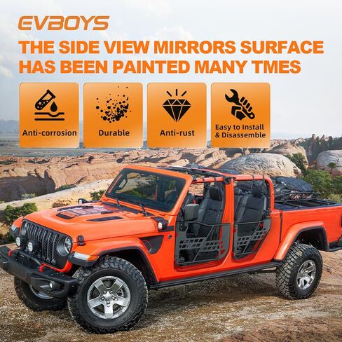 مرايا الرؤية الخلفية من رانجلر لنصف الأبواب لسيارة جيب رانجلر TJ JK JL Gladiator JT 97-24.1 زوج in Kuwait