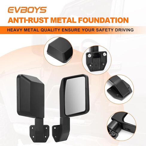 مرايا الرؤية الخلفية من رانجلر لنصف الأبواب لسيارة جيب رانجلر TJ JK JL Gladiator JT 97-24.1 زوج in Kuwait