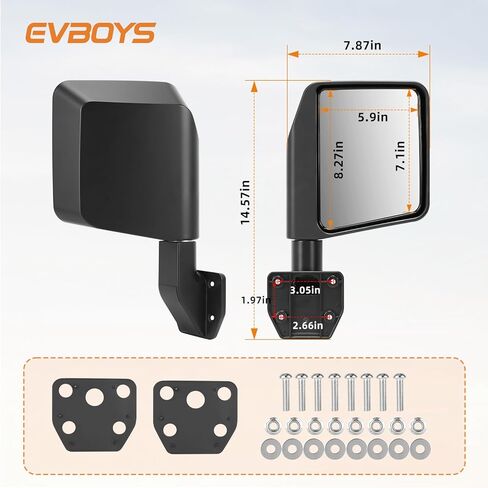 مرايا الرؤية الخلفية من رانجلر لنصف الأبواب لسيارة جيب رانجلر TJ JK JL Gladiator JT 97-24.1 زوج in Kuwait