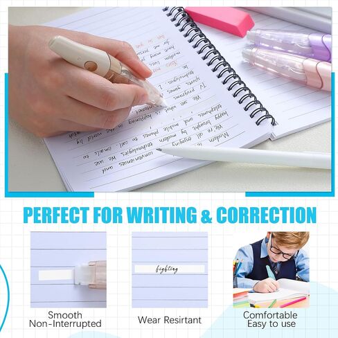 4 Pcs Refillable Retractable Correction Tape with 4 Extra Refills Cute Pen Shaped Correction Tape Aesthetic Correction Tape Set for Office School Supplies, 4 Colors in Saudi Arabia