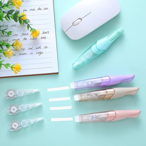 4 Pcs Refillable Retractable Correction Tape with 4 Extra Refills Cute Pen Shaped Correction Tape Aesthetic Correction Tape Set for Office School Supplies, 4 Colors in Saudi Arabia