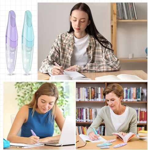 4 Pcs Refillable Retractable Correction Tape with 4 Extra Refills Cute Pen Shaped Correction Tape Aesthetic Correction Tape Set for Office School Supplies, 4 Colors in Saudi Arabia