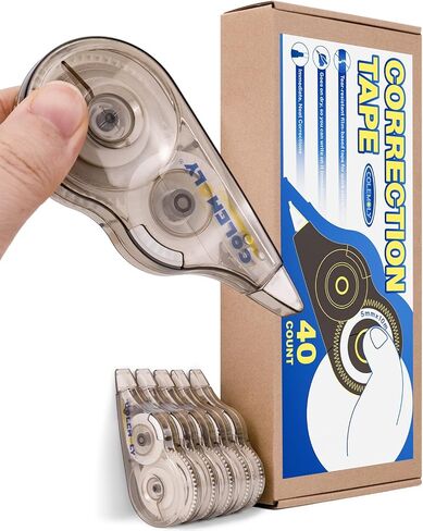 شريط تصحيح 40 حزمة، مخرج خطأ أبيض، موزع شفاف، 1/5 بوصة × 32.8 قدم (5 مم × 10 م) تصميم مريح إصلاحات فورية in Kuwait