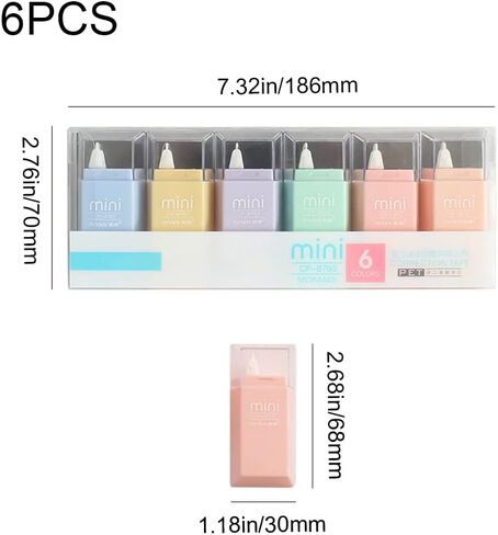 6 قطع أشرطة تصحيح صغيرة بكرات شريط تصحيح مربعة الشكل وأشرطة ممحاة للمدرسة والمكتب والمنزل in Kuwait