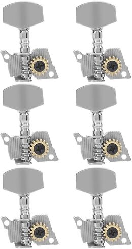 Silver Machine Heads, Professional Design High Durability Stable Structure Easy Installation Guitar Tuning Pegs Keys Corrison Resistance for Ukulele(Six right button set) in Saudi Arabia
