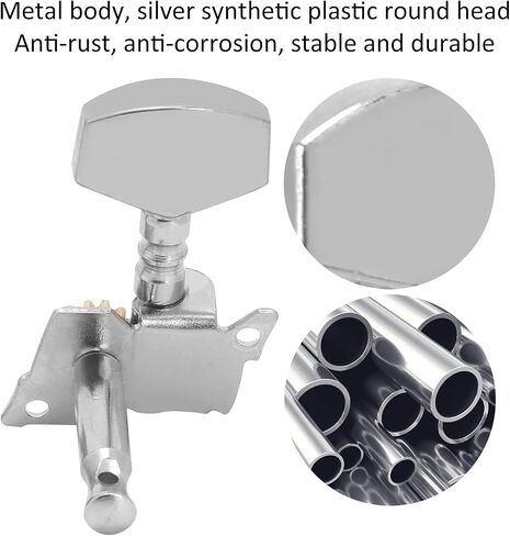 Silver Machine Heads, Professional Design High Durability Stable Structure Easy Installation Guitar Tuning Pegs Keys Corrison Resistance for Ukulele(Six right button set) in Saudi Arabia
