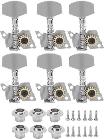 Silver Machine Heads, Professional Design High Durability Stable Structure Easy Installation Guitar Tuning Pegs Keys Corrison Resistance for Ukulele(Six right button set) in Saudi Arabia