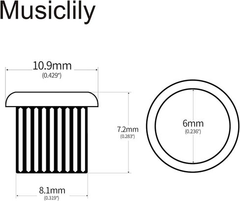 بطانات موالف الجيتار من Musiclily Pro مقاس 8 مم للجيتار الكهربائي أوتاد ضبط شبه مغلقة، من الكروم (مجموعة من 6) in Saudi Arabia