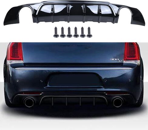Rear Diffuser Compatible with 2015-2021 C-hrysler 300C SRT Factory Style，Rear Glossy Black ABS Rear Bumper Diffuser Lip in Saudi Arabia