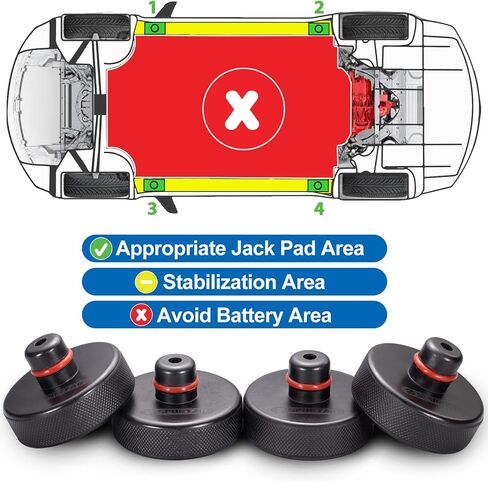 Spurtar Jack Pad for Tesla Car Jack Stands أداة محول نقطة الرفع متوافقة مع طراز Tesla 3، الطراز S، الطراز X/Y Jack Stands 4 عبوات مع حقيبة تخزين in Saudi Arabia