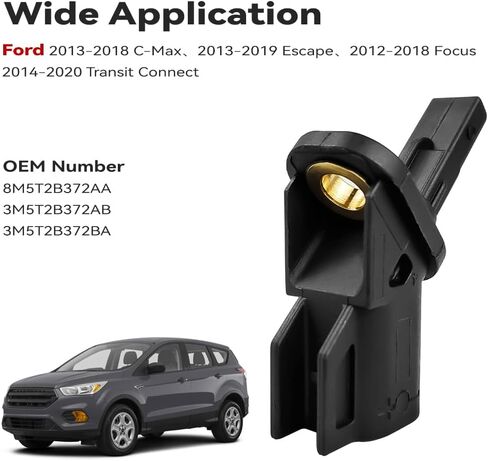 مستشعر سرعة العجلات الأمامية ABS متوافق مع Ford Focus/C-Max/Escape/Transit Connect، Mazda 3&5، فولفو C30/C70/S40/V50، يستبدل OEM #8M5T2B372AA، 3M5T2B372AB، 3M5T2B372BA in Kuwait