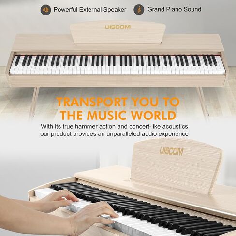 88-Key Weighted Keyboard Piano - Full-Size Beginner Digital Piano with Multi-Functional Wooden Electric Keyboard, Portable Stand, Power Adapter, Triple Pedal, and MIDI Connectivity in Saudi Arabia