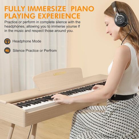 88-Key Weighted Keyboard Piano - Full-Size Beginner Digital Piano with Multi-Functional Wooden Electric Keyboard, Portable Stand, Power Adapter, Triple Pedal, and MIDI Connectivity in Saudi Arabia