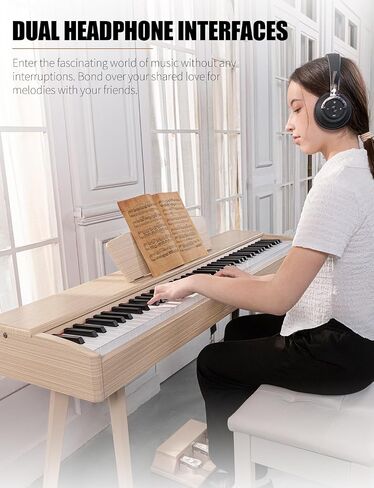 88-Key Weighted Keyboard Piano - Full-Size Beginner Digital Piano with Multi-Functional Wooden Electric Keyboard, Portable Stand, Power Adapter, Triple Pedal, and MIDI Connectivity in Saudi Arabia