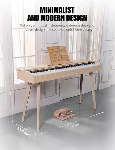 88-Key Weighted Keyboard Piano - Full-Size Beginner Digital Piano with Multi-Functional Wooden Electric Keyboard, Portable Stand, Power Adapter, Triple Pedal, and MIDI Connectivity in Saudi Arabia