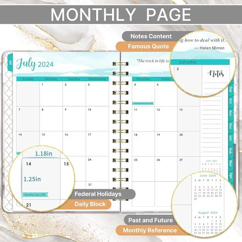 مخطط 2024-2025 - مخطط أكاديمي 2024-2025، يوليو 2024 - يونيو 2025، مخطط 6.3 × 8.4 بوصة 2024-2025 يومي أسبوعي وشهري، مخططات 2024-2025 للنساء ذوات الجيب الداخلي in Kuwait