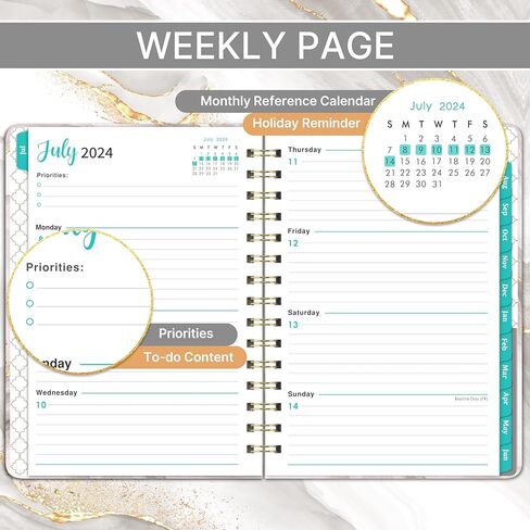 مخطط 2024-2025 - مخطط أكاديمي 2024-2025، يوليو 2024 - يونيو 2025، مخطط 6.3 × 8.4 بوصة 2024-2025 يومي أسبوعي وشهري، مخططات 2024-2025 للنساء ذوات الجيب الداخلي in Kuwait