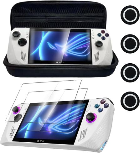 حقيبة حمل صلبة لجهاز Rog Alloy Handheld 2023، تأتي مع 2 واقي شاشة و4 قطع من أغطية قبضة الإبهام، وحقيبة ذات سعة كبيرة يمكن أن تحتوي على شاحن ألعاب وملحقات قاعدة شحن in Kuwait