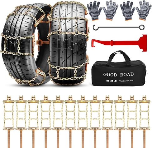 سلاسل الثلج سلاسل إطارات قابلة للتعديل لشاحنات الدفع الرباعي، سلاسل إطارات سريعة التركيب وسهلة التركيب، سلاسل إطارات سميكة مضادة للانزلاق (12 حزمة، عرض الإطار 165-215 مم) in Kuwait