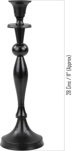 Elegant Black Pitch Iron Pillar Candle Holder Set | Anniversary & Home Decor Accent Candlestick Holders | Tea Light Holder - Votive Candle Holder | Nagina International (Set) in Saudi Arabia