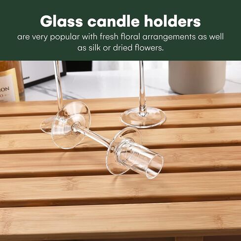 حامل شموع زجاجي شفاف مباشر من Dawhud - حامل شموع أنيق ومتعدد الاستخدامات للشموع العمودية والعائمة وشموع LED - مجموعة من 3 قطع، أبيض شفاف - 30x11x11 سم in Kuwait