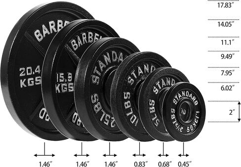 لوح وزن من الحديد الزهر مقاس 5.08 سم من Powergainz Olympic لتدريب القوة ورفع الأثقال والتمارين الرياضية in Saudi Arabia