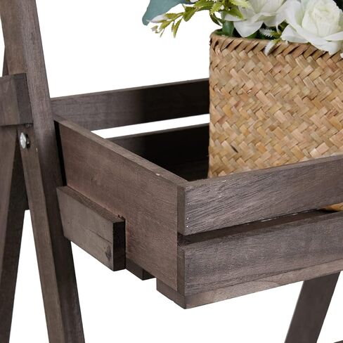 عرض السبورة الخشبية المزخرفة: حامل سبورة مع 3 أرفف عرض، قائم بذاته، حامل سبورة خشبي للنباتات والفواكه، بني 14.9 × 19.7 × 41.7 بوصة in Kuwait