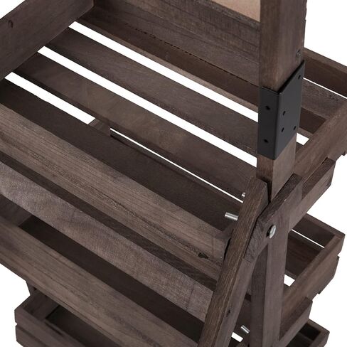 عرض السبورة الخشبية المزخرفة: حامل سبورة مع 3 أرفف عرض، قائم بذاته، حامل سبورة خشبي للنباتات والفواكه، بني 14.9 × 19.7 × 41.7 بوصة in Kuwait