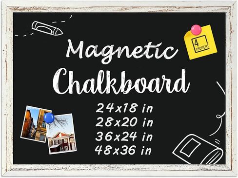 4 أفكار السبورة المغناطيسية، 18 "× 24" سبورة الطباشير للجدار خمر الأبيض مؤطرة لوحة القائمة السبورة الزخرفية للمنزل والمكتب والمدرسة والمطبخ والمقهى in Kuwait