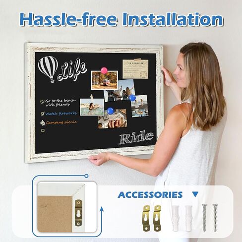 4 أفكار السبورة المغناطيسية، 18 "× 24" سبورة الطباشير للجدار خمر الأبيض مؤطرة لوحة القائمة السبورة الزخرفية للمنزل والمكتب والمدرسة والمطبخ والمقهى in Kuwait