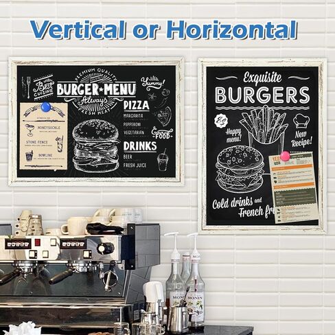 4 أفكار السبورة المغناطيسية، 18 "× 24" سبورة الطباشير للجدار خمر الأبيض مؤطرة لوحة القائمة السبورة الزخرفية للمنزل والمكتب والمدرسة والمطبخ والمقهى in Kuwait