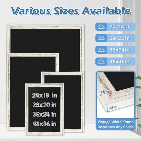 4 أفكار السبورة المغناطيسية، 18 "× 24" سبورة الطباشير للجدار خمر الأبيض مؤطرة لوحة القائمة السبورة الزخرفية للمنزل والمكتب والمدرسة والمطبخ والمقهى in Kuwait