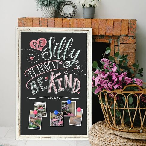 4 أفكار السبورة المغناطيسية، 18 "× 24" سبورة الطباشير للجدار خمر الأبيض مؤطرة لوحة القائمة السبورة الزخرفية للمنزل والمكتب والمدرسة والمطبخ والمقهى in Kuwait