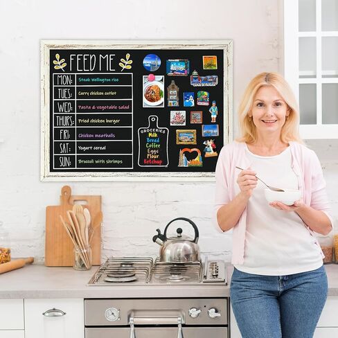 4 أفكار السبورة المغناطيسية، 18 "× 24" سبورة الطباشير للجدار خمر الأبيض مؤطرة لوحة القائمة السبورة الزخرفية للمنزل والمكتب والمدرسة والمطبخ والمقهى in Kuwait