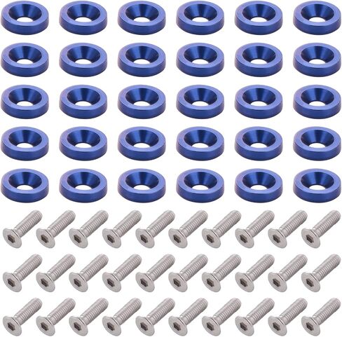30PCS Aluminum Fender Bumper Washer Bolt M6 Engine Bay Dress Up Kit Lisence Plate Decor Bolts-Blue in Saudi Arabia