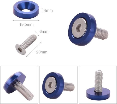 30PCS Aluminum Fender Bumper Washer Bolt M6 Engine Bay Dress Up Kit Lisence Plate Decor Bolts-Blue in Saudi Arabia