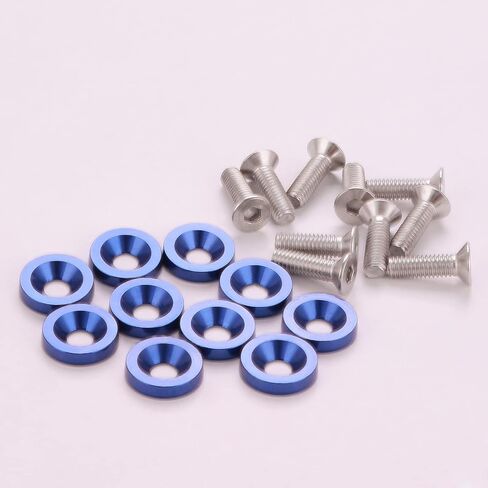 30PCS Aluminum Fender Bumper Washer Bolt M6 Engine Bay Dress Up Kit Lisence Plate Decor Bolts-Blue in Saudi Arabia