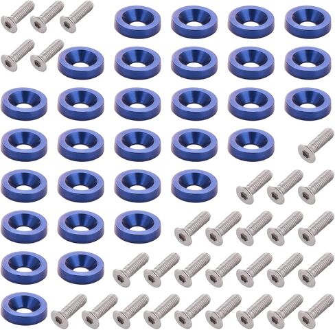 30PCS Aluminum Fender Bumper Washer Bolt M6 Engine Bay Dress Up Kit Lisence Plate Decor Bolts-Blue in Saudi Arabia