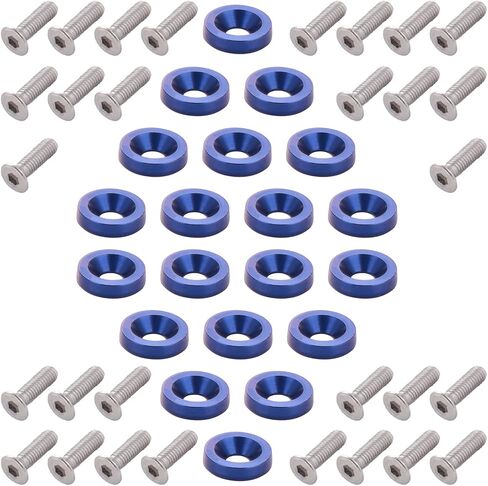 30PCS Aluminum Fender Bumper Washer Bolt M6 Engine Bay Dress Up Kit Lisence Plate Decor Bolts-Blue in Saudi Arabia