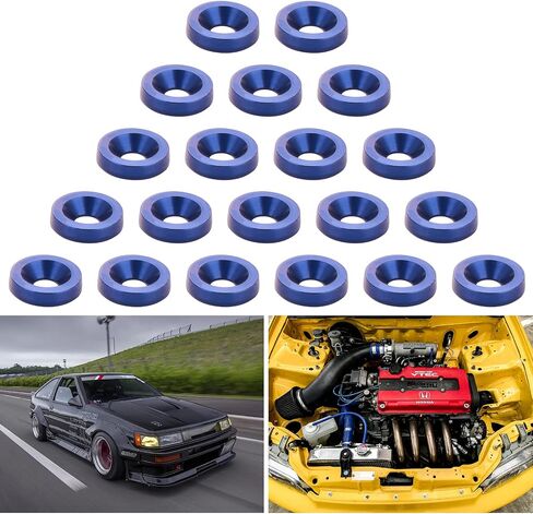 30PCS Aluminum Fender Bumper Washer Bolt M6 Engine Bay Dress Up Kit Lisence Plate Decor Bolts-Blue in Saudi Arabia