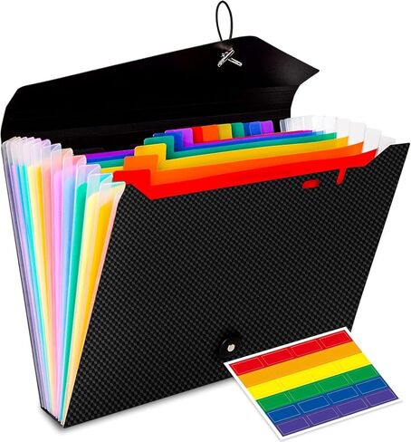 منظم ملفات الأكورديون، منظم ملفات موسع بـ 13 جيبًا، منظم إيصالات الورق بحجم حرف A4، مجلد ملفات أكورديون للفصول الدراسية والمنزل والمكتب والسفر in Kuwait