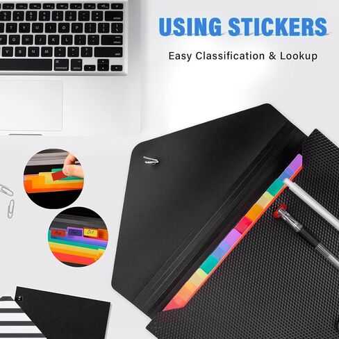 منظم ملفات الأكورديون، منظم ملفات موسع بـ 13 جيبًا، منظم إيصالات الورق بحجم حرف A4، مجلد ملفات أكورديون للفصول الدراسية والمنزل والمكتب والسفر in Kuwait