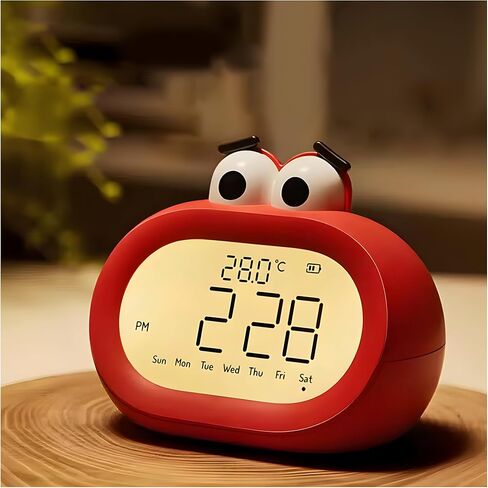 Kids Alarm Clock, Digital Alarm Clock for Bedrooms, 3 Alarms Loud Clock, Cute Night Light Clock with USB Charger, Dimmable, Timer, Snooze Funny Clock for Kids in Saudi Arabia