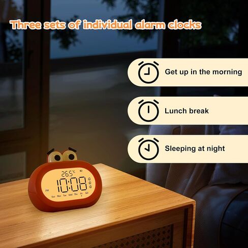 Kids Alarm Clock, Digital Alarm Clock for Bedrooms, 3 Alarms Loud Clock, Cute Night Light Clock with USB Charger, Dimmable, Timer, Snooze Funny Clock for Kids in Saudi Arabia