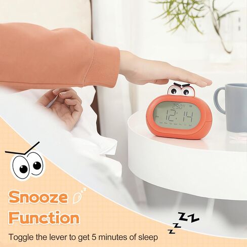 Kids Alarm Clock, Digital Alarm Clock for Bedrooms, 3 Alarms Loud Clock, Cute Night Light Clock with USB Charger, Dimmable, Timer, Snooze Funny Clock for Kids in Saudi Arabia