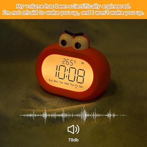 Kids Alarm Clock, Digital Alarm Clock for Bedrooms, 3 Alarms Loud Clock, Cute Night Light Clock with USB Charger, Dimmable, Timer, Snooze Funny Clock for Kids in Saudi Arabia