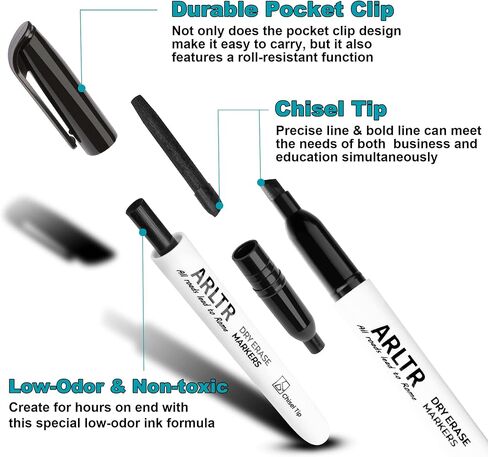 مجموعة أقلام التحديد الجافة للمسح، 108 عبوة من أقلام التحديد للسبورة البيضاء السوداء مع طرف إزميل، علامات مسح جافة منخفضة الرائحة للمدرسة والمكتب والمنزل in Kuwait
